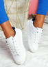 Kety White Blue Lace Up Trainers