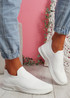 Penna White Knit Slip On Trainers
