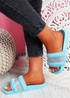 Nitto Blue Diamante Studded Flat Sandals