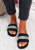 Nitto Black Diamante Studded Flat Sandals