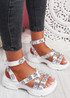 Shoya White Rhinestone Chunky Sandals