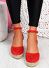 Tifa Red Wedges Platform Sandals
