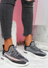 Flery Black Knit Sport Sneakers