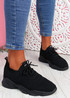 Nilly Black Chunky Knit Sneakers