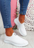 Heny White Slip On Trainers