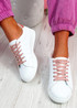Fone White Pink Lace Up Trainers