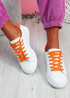 Fone White Orange Lace Up Trainers