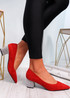 Chami Red Studded Block Heel Pumps
