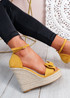 Norro Yellow High Heel Wedge Sandals