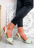 Sandy Green Bow Stiletto Sandals