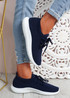 Ossy Navy Knit Sport Trainers