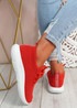 Ossy Red Knit Sport Trainers