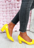 Yasmin Yellow Block Heel Pumps