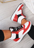 Malia White Red Lace Up Trainers
