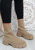 Tiana Khaki Knit Sock Ankle Boots