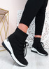 Shayna Black Wedge Sock Sneakers