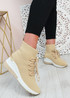 Shayna Khaki Wedge Sock Sneakers