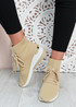 Shayna Khaki Wedge Sock Sneakers