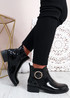 Talia Black Patent  Ankle Boots