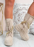 Paola Beige Mid Calf Chain Boots