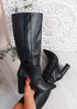 Mariam Black High Block Heel Boots