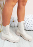 Gabriella Beige Front Zip Boots