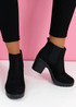 TORI BLACK SUEDE CHUNKY BLOCK HEEL ANKLE BOOTS