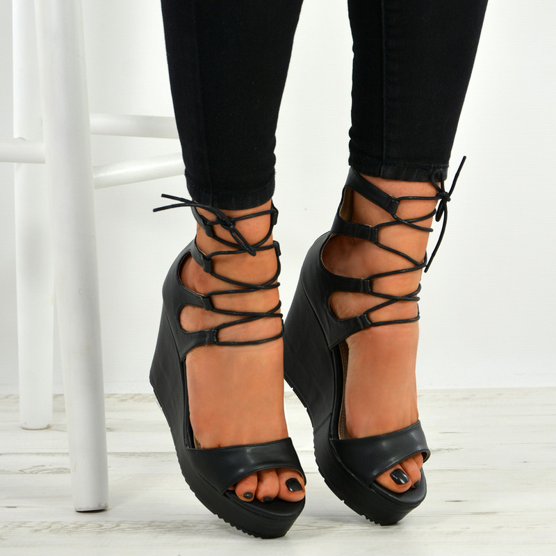 Real Leather Wedge Platform Black Flatform Sandals For Women Ankle Lace Up  Matelasse Espadrille Shoes With High Heel From Uggtazz, $79.76 | DHgate.Com