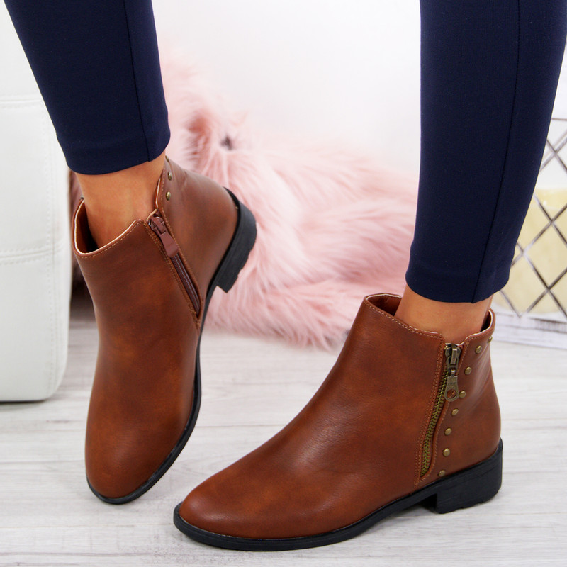 Moonsa Camel Ankle Boots