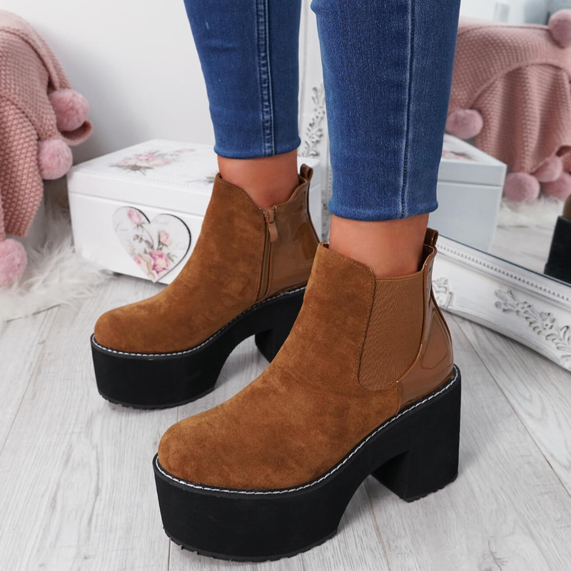 Lummo Camel Chunky Ankle Boots