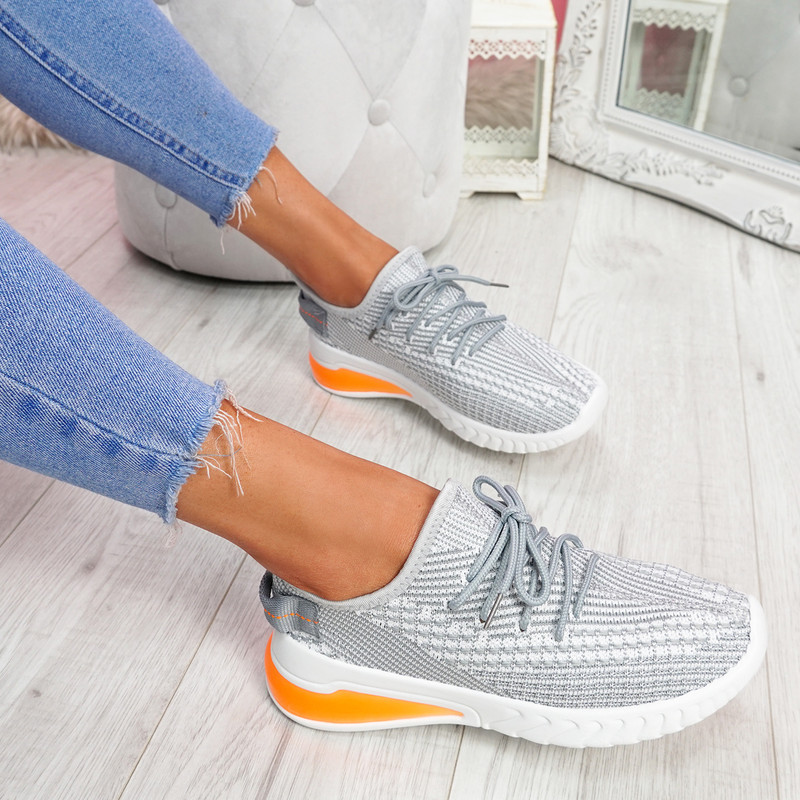 Tissa Grey Lace Up Trainers