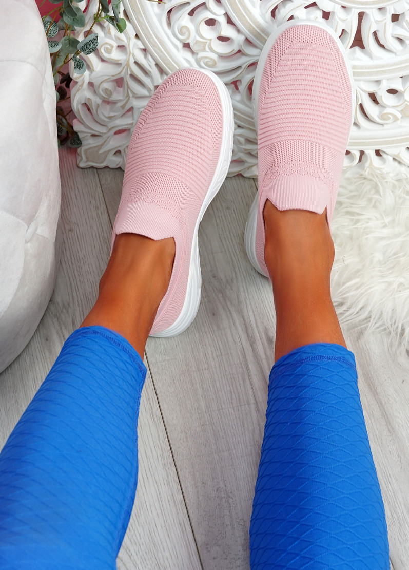 Noxy Pink Slip On Knit Trainers