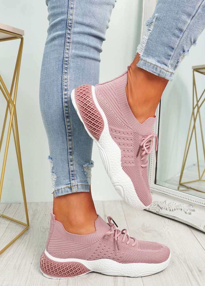 Nelly Pink Knit Running Trainers
