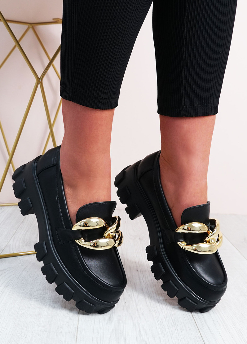 Nellie Black Chunky Sole Pumps