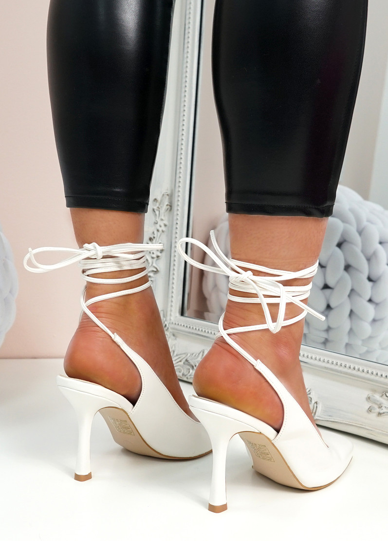 classic high heel clog in ecru leather | lisa b.