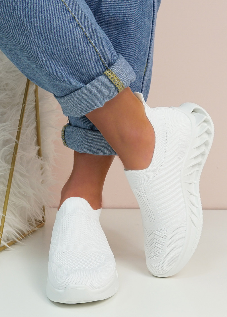 Stacy White Slip On Trainers