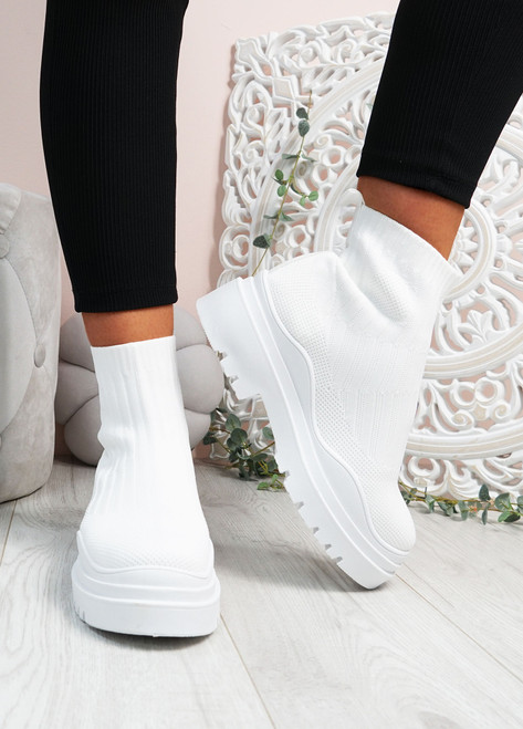 Lois White White High Top Trainers