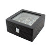 Black Vegan Leather 6 Slot Watch Storage Box WB A353