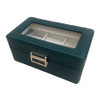 PU Leather Watch Storage Box- 3 Slot Green WBL-3GN