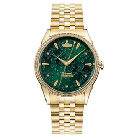 Vivienne Westwood, Gold with stone encrusted crown, green dial VV208GDGD
