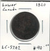 Lower Canada: 1820 Halfpenny LC-57A2