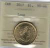 Canada: 2017 $1 Loonie BU Coin ICCS MS66