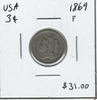 United States: 1869 3 Cent F