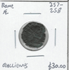 Roman: 257 - 258 AD AE Gallienus