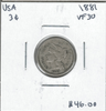 United States: 1881 3 Cent VF30
