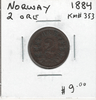 Norway: 1884 2 Ore