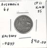 Australia: 1911 Silver 6 Pence Keydate