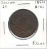 Sarawak: 1891H 1 Cent