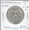 Germany: 1938A Silver 5 Mark KM#94