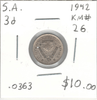 South Africa: 1942 Silver 3 Pence